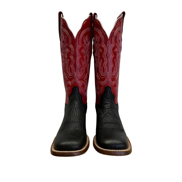Resistol Ranch Red & Black Leather Tuff Hedeman Handcrafted Western Boots Sz 7B - Picture 2 of 10